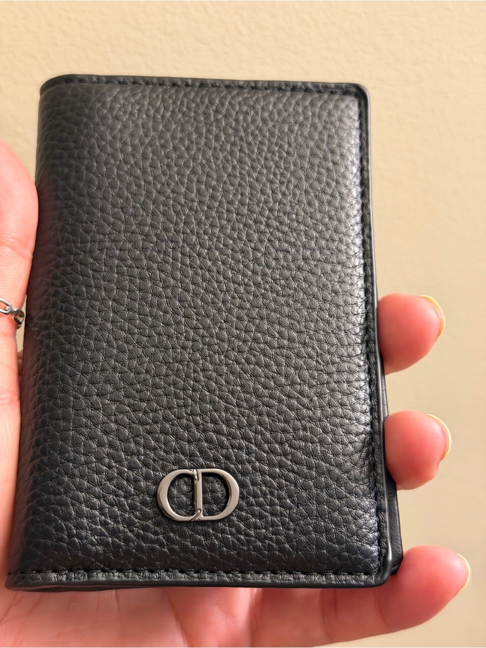 Dior Black Textured Leather Card Holder wallet